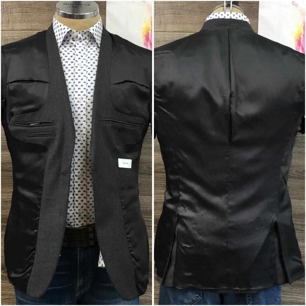 REISS Mens Wool Blazer Sport Coat Casual Jacket Size 40R One Button‎ Suit